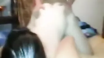 Amateur Lesbians in Doggy-Style Threesome