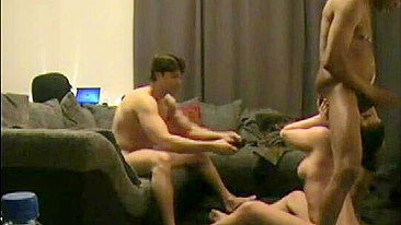 Interracial Threesome with BBC & Cuckold Hubby