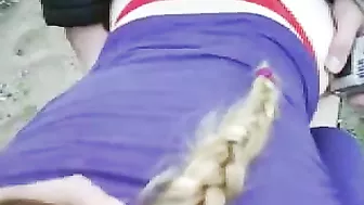 Blonde Amateur Threesome Spitroast on Beach