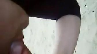 Blonde Amateur Threesome Spitroast on Beach