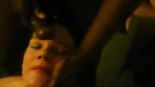 Submissive Slave Girl Gets Gang-Banged by 3 BBCs in Rough Amateur Homemade Interracial Group Sex