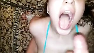 Girl Gangbang with Two Dicks and One Mouth