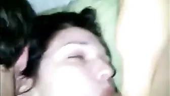 Amateur Brunette Gangbang Threesome with Tattooed Slut and Friends