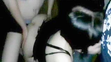 Amateur Brunettes in a Gangbang Threesome with Double Penetration