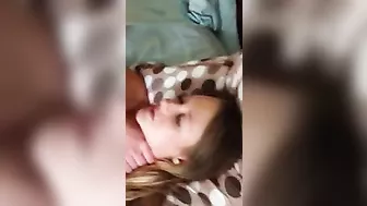 Petite Blonde Teen Gangbanged in Homemade Threesome