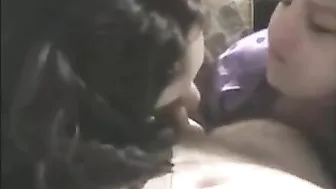 College Teens' Homemade Threesome Blowjob Group Sex Amateur Video