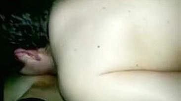 Amateur Brunette Gets Double Teamed in Homemade Threesome with Stockings and Cum in Mouth