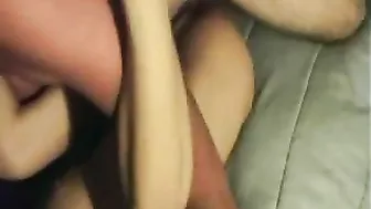 Skinny Brunette Teens' Homemade Threesome Cumming in Mouth