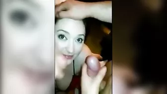 Amateur Slut Gets Double Facial in Homemade Threesome