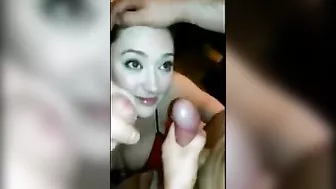 Amateur Slut Gets Double Facial in Homemade Threesome