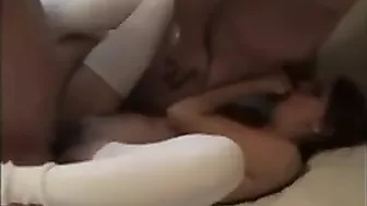 Skinny MILF with Small Tits Gets Creamed in Amateur Threesome