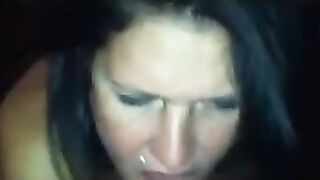 Married Brunette MILF Swinger Wife Gets Gangbanged in Homemade Threesome with Hubby POV