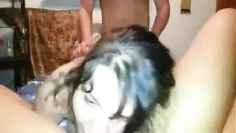 Amateur Bisexual Threesome with Cunnilingus and Group Sex