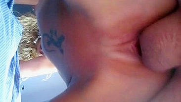 Blonde Amateur Enjoys Two Cocks in Homemade Threesome with Shaved Pussy and Small Tits