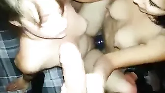 Bisexual Threesome Amateur Group Sex with Dildos & Blowjobs