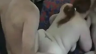 Married MILF Gangbang with Two Guys in Motel Room