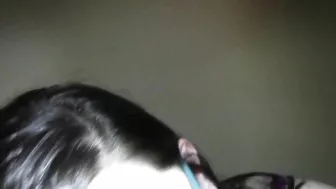 College Brunette First Threesome with Glasses and Cum Facial