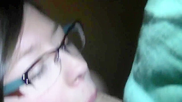 College Brunette First Threesome with Glasses and Cum Facial