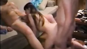 Married Brunette Swingers' Homemade Threesome with Gangbang & Cuckold