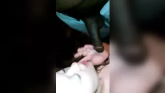 White Slut Swallows Multiple Loads of BBC & CM