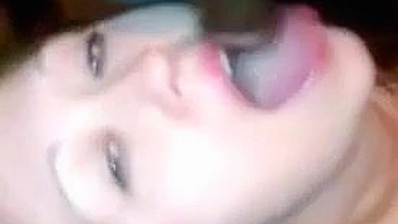 White Slut Swallows Multiple Loads of BBC & CM