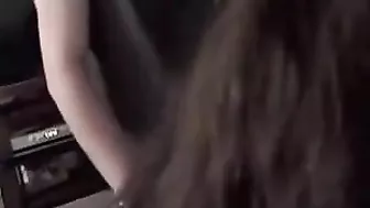 Amateur Brunette Threesome Gangbang Spitroast