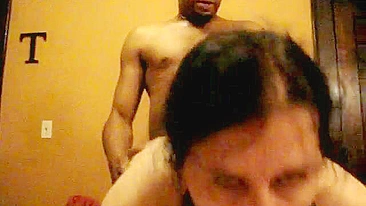 MILF Spitroasted by Big Black Cock in Interracial Threesome