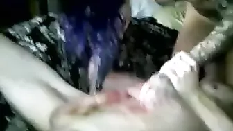 Amateur Brunette Threeway with Tattoos and Swinging Couple