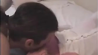 Brunette Swinger Gangbang Threesome with Cum in Mouth and Spitroast