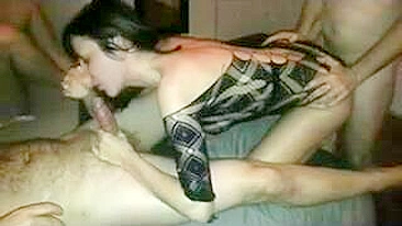 Amateur Brunette Gets Shared in Hot Homemade Threesome with Swingers