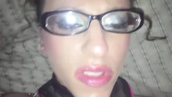 Naughty Nympho Homemade Threesome with Glasses and Whores