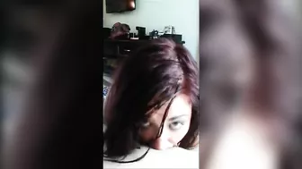Brunette Girlfriend Deep Throat Blowjob Skills with Cum Swallowed