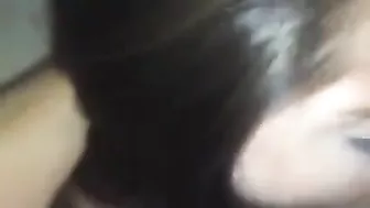 Homemade Threesome with Brunette Slut Spitroasted by Two Cocks