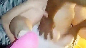 Interracial Gangbang with Busty Chubby Amateur and Big Black Cock