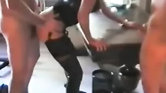 Mature Hotwife Double Facial Cum Swallowing Gangbang Threesome