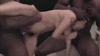 MILF Gangbang with Big Black Cocks in Amateur Threesome