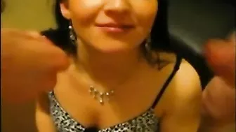 Homemade Brunette Threesome with Big Facials and Cumshots Homemade Brunette Threesome with Big Facials and Cumshots