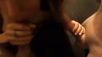 Tall Skinny Slut Amateur Threesome with Double Cumshots