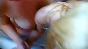 Hungry Sluts' Homemade Threesome with Cumshots and Blowjobs