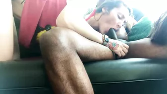 Interracial New Year Eve Threesome Continues with Big Black Cock