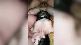 Threesome with Slutty Wife Gets Double Cumshot - Amateur Homemade Porn