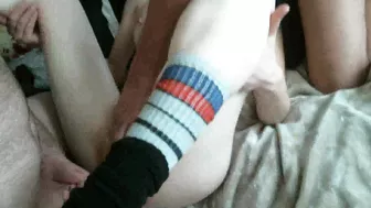 Amateur Threesome with MILF and Gangbang