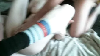 Amateur Threesome with MILF and Gangbang