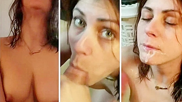 Horny Slut Gets Cumshot in Homemade Porn with Ashleigh 3-in-1 Blowjob and Riding Skills