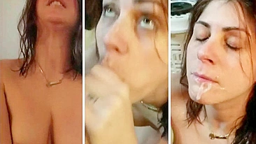 Horny Slut Gets Cumshot in Homemade Porn with Ashleigh 3-in-1 Blowjob and Riding Skills