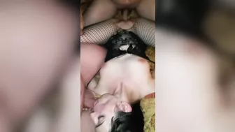 Amateur Wife Double Facial Gangbang with Cuckold Hubby