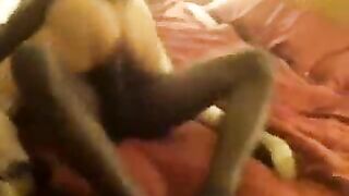Black MILF Swinger Wife Double Penetration Anal Sex with Blonde Schoolgirl