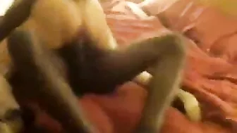 Black MILF Swinger Wife Double Penetration Anal Sex with Blonde Schoolgirl