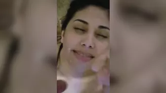 Amateur Teen Cumslut Gets Double Facial in Homemade Threesome