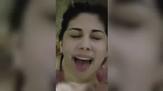 Amateur Teen Cumslut Gets Double Facial in Homemade Threesome